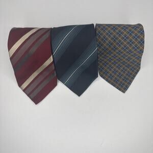 Vintage Lot 3 Giorgio Armani Designer Luxury Ties Geometric Pattern Italy Read